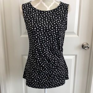 Anne Klein polka dot side ruched top size medium